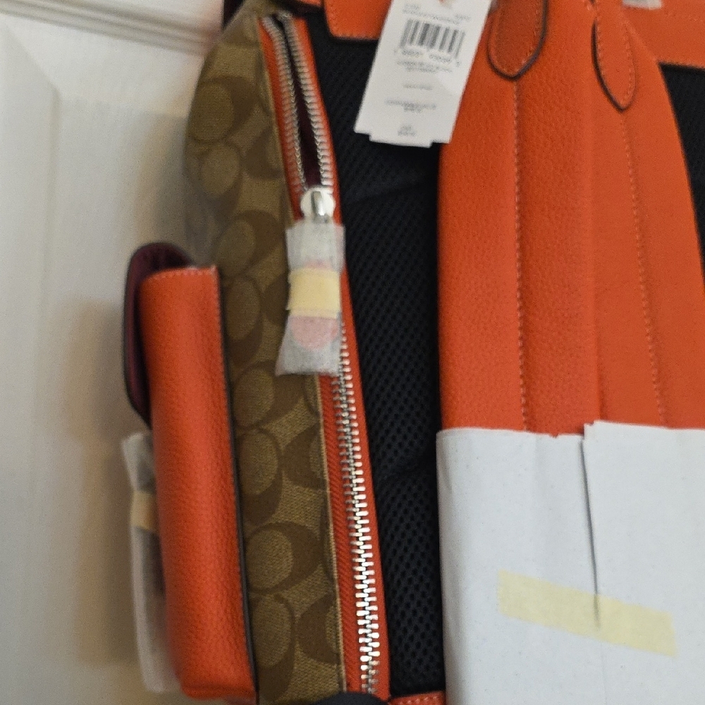 Coach Brown‎ and Orange Backpack with Signature Design - Picture 8 of 16